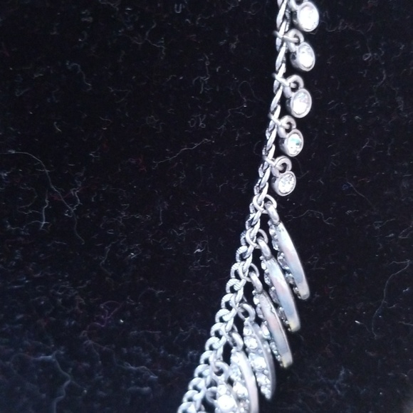 Silver Stone Glass bead statement necklace Fringe pendent Chloe and isabel - Picture 3 of 3